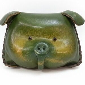 Artisan Crafted Green Leather Piggy Unique Coin Purse‎ SKUH021
